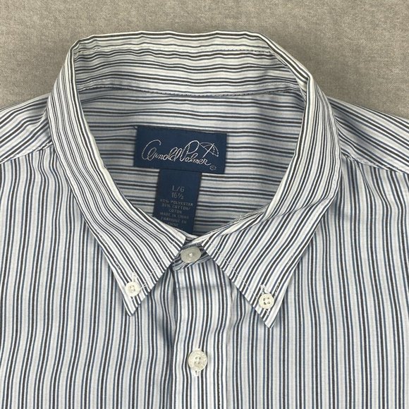 Arnold Palmer Shirt Mens Large Short Sleeve Stripe Button Down Collar Casual - Picture 2 of 12